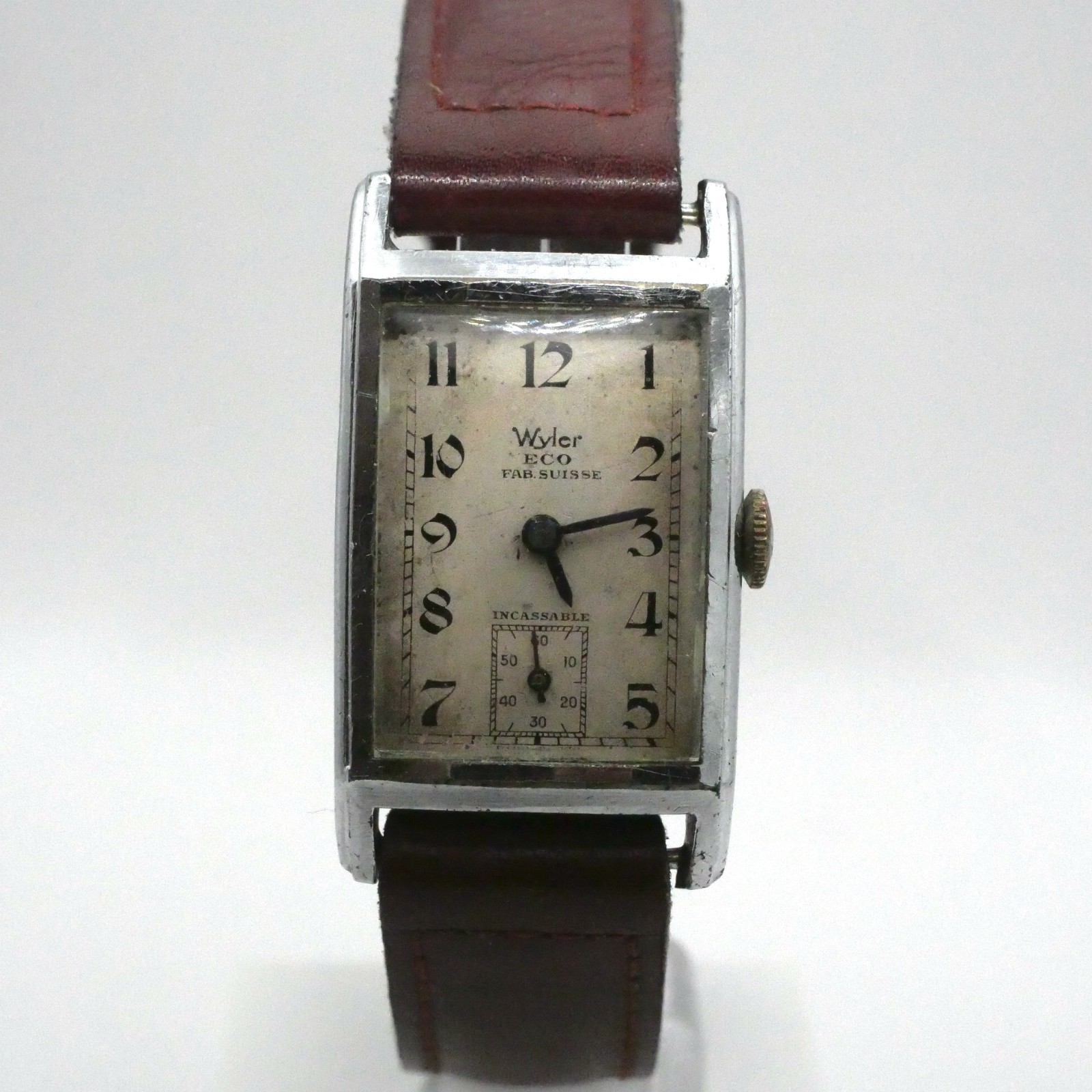 Montre Wyler ECO - Fab Suisse - Boitier chromé rectangle - Bon fonctionnement – Image 2