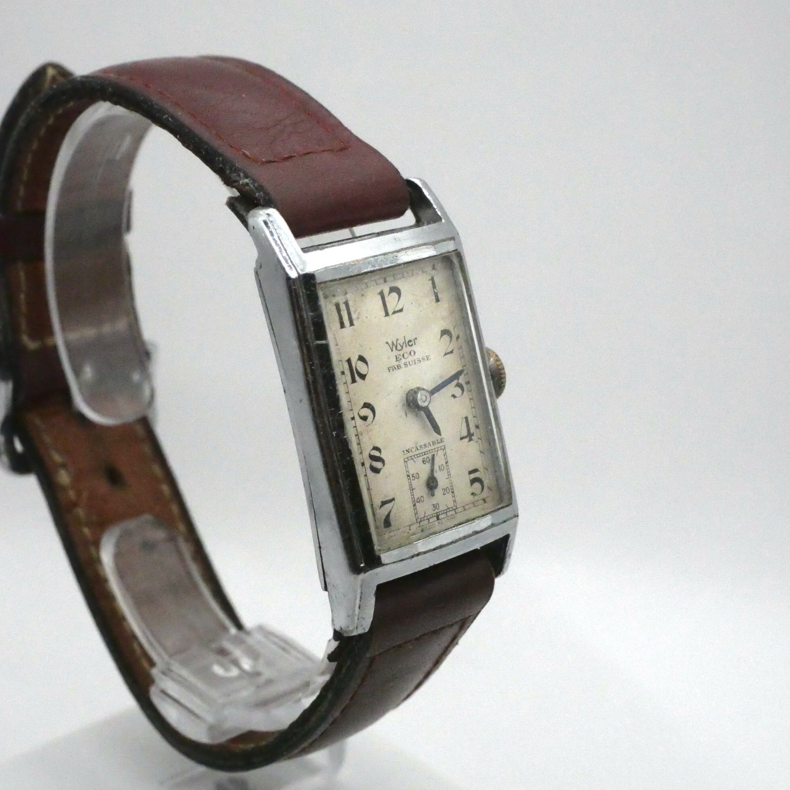 Montre Wyler ECO - Fab Suisse - Boitier chromé rectangle - Bon fonctionnement – Image 3