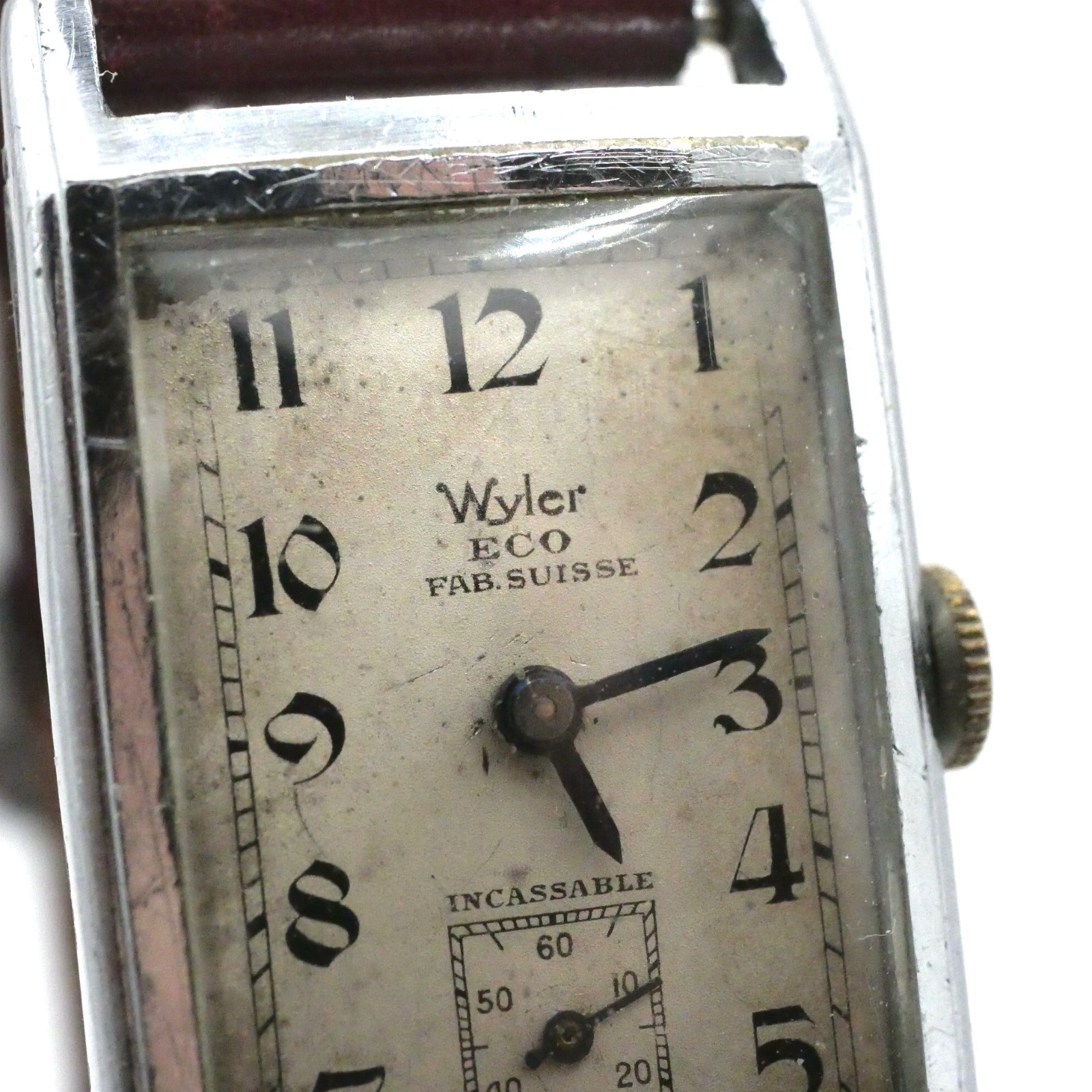 Montre Wyler ECO - Fab Suisse - Boitier chromé rectangle - Bon fonctionnement – Image 4