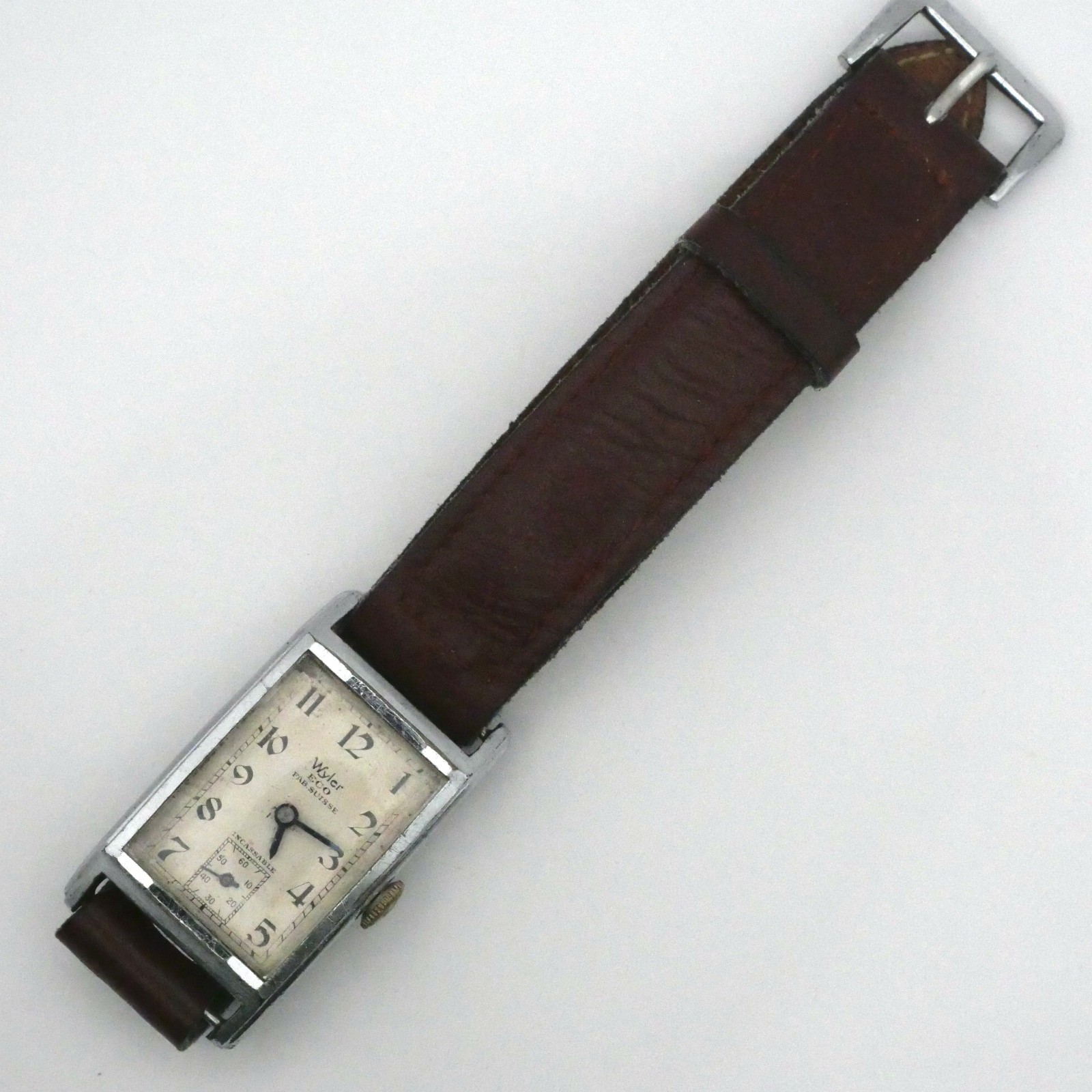 Montre Wyler ECO - Fab Suisse - Boitier chromé rectangle - Bon fonctionnement – Image 6