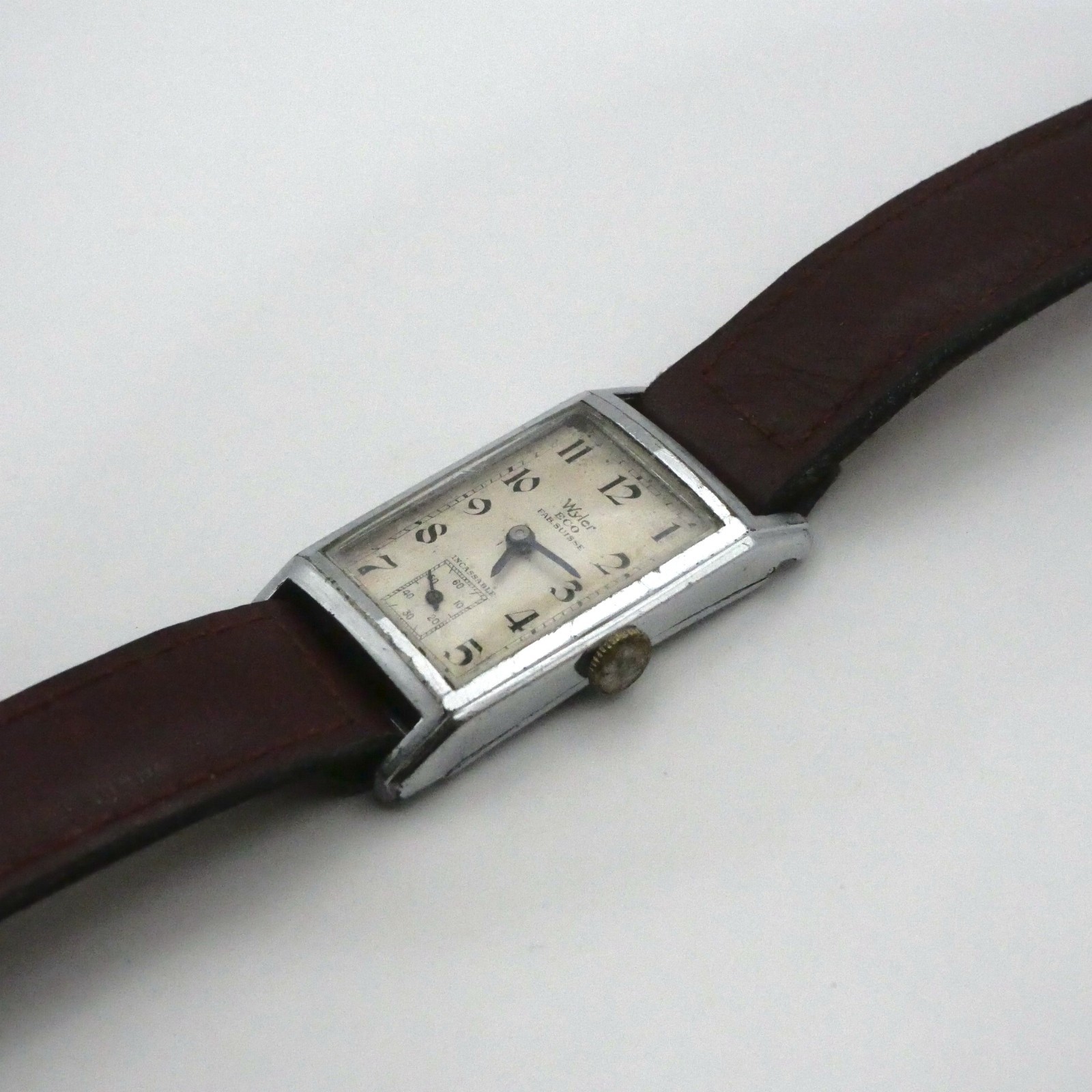 Montre Wyler ECO - Fab Suisse - Boitier chromé rectangle - Bon fonctionnement – Image 7