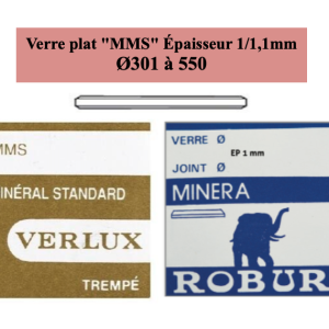 Verre de montre Minéral plat  "MMS" Ø301 à 550 Ep 1/1.1mm [NOS]