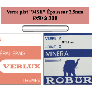 Verre de montre Minéral plat  "MSE" Ø50 à 300 Ép 2,5mm [NOS]