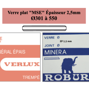 Verre de montre Minéral plat  "MNP" Ø301 à 550 Ép 2,5mm [NOS]