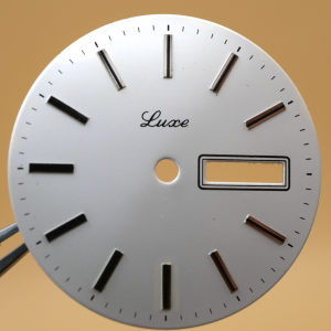 Cadran de montre ETA 2789 - LUXE Ø30mm Jour+date Index argenté [NOS] Watch dial