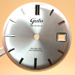 Cadran de montre ETA 2452 - GALA Ø28,50mm Date Index Argentés [NOS] Watch dial
