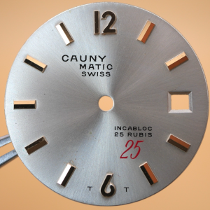 Cadran de montre ETA 2452 - CAUNY MATIC Ø28mm Date Index rosé [NOS] Watch dial