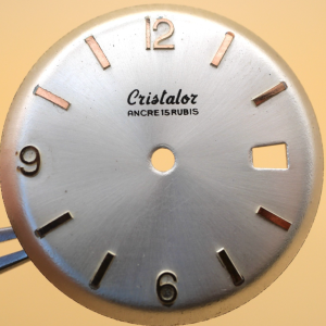 Cadran de montre HS P75 - CRISTALOR Ø29mm Date Index rosés [NOS] Watch dial