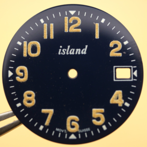 Cadran de montre Bleu PUW 2410 - ISLAND Ø25,50mm Index luminova [NOS] Watch Dial