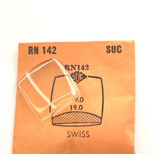 Verre montre SUC RN 142- SWISS 19x19 [NOS] (Watch crystal)