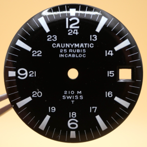 Cadran de montre ETA 2472 - CAUNYMATIC 210 metres Ø27mm Date [NOS] Watch Dial