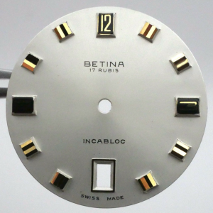 Cadran de montre AS 11½" 1957 - BETINA Ø31mm Index doré [NOS] Watch Dial