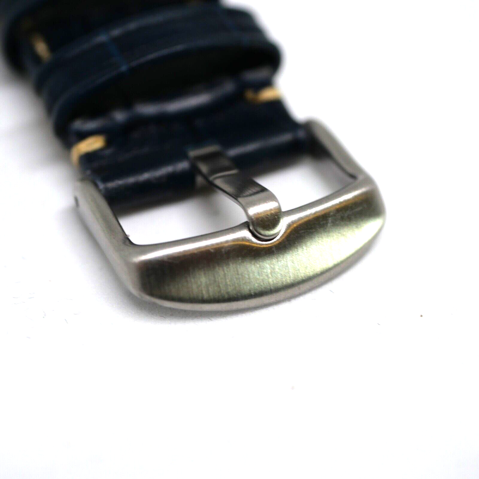 Bracelet Cuir Véritable 22 mm Bleu Marine ROCHET Façon alligator FAIT MAIN – Image 4