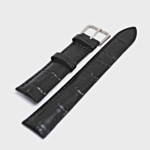 Bracelet Cuir Véritable 18 mm Noir Façon crocodile (Leather watch strap)