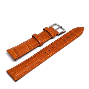 Bracelet Cuir Véritable 18 mm Marron clair Façon crocodile (Leather watch strap)