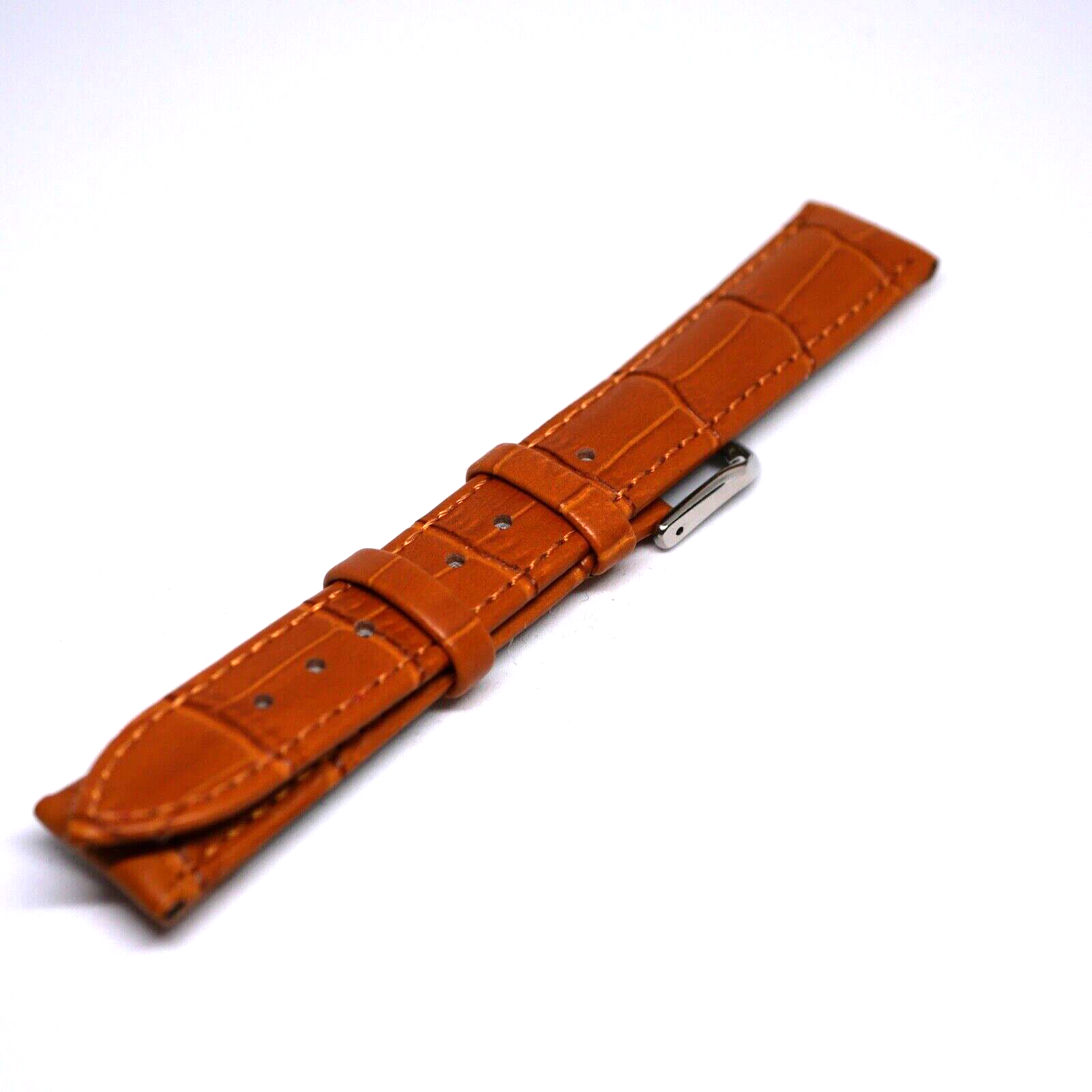 Bracelet Cuir Véritable 18 mm Marron clair Façon crocodile (Leather watch strap) – Image 2