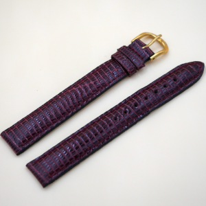 Bracelet en Lézard Véritable 16 mm Bordeaux - Fabriqué en France - XL