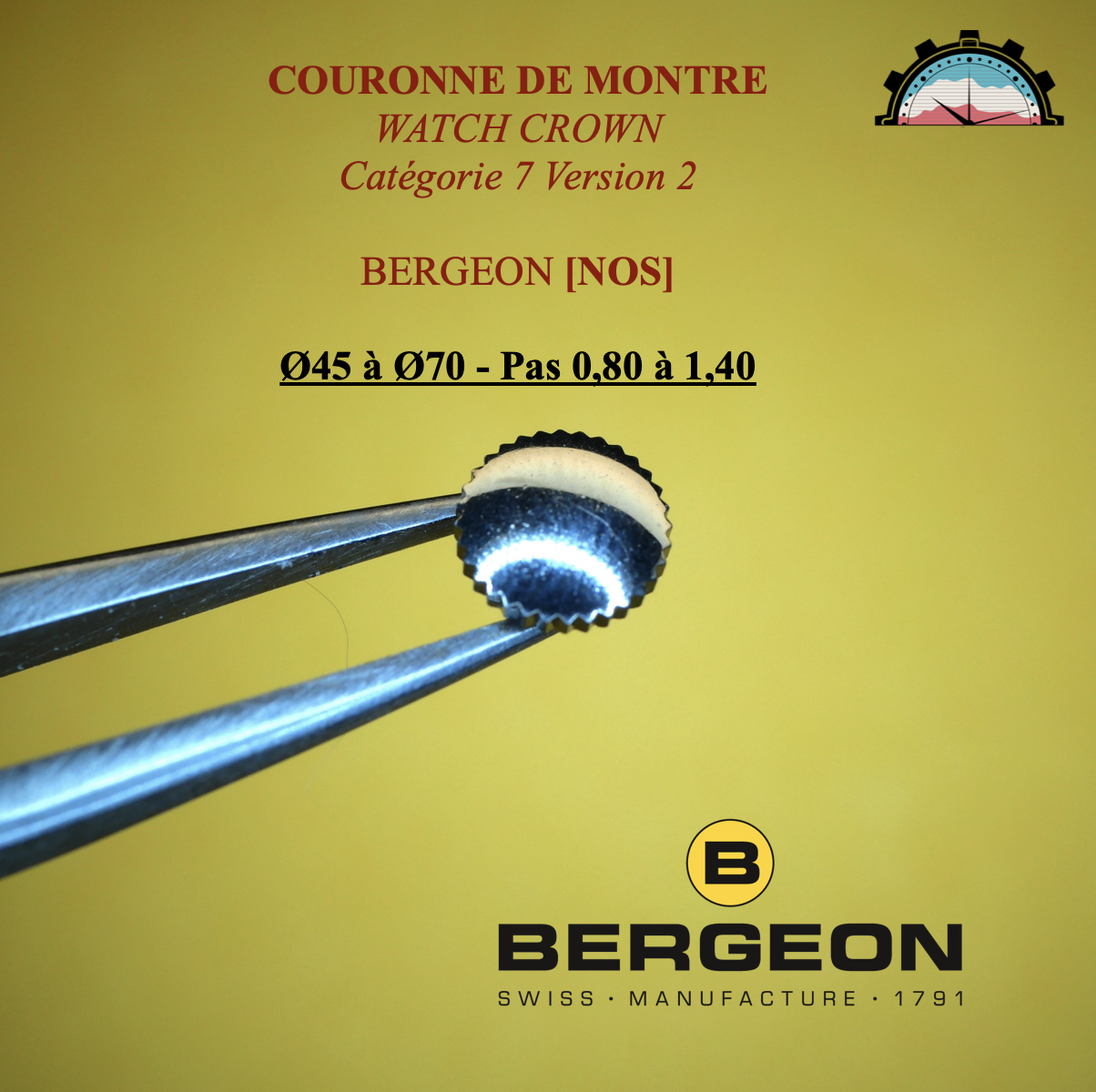 Couronne Montre Anti-poussière Ø45 à 70 - Pas 0,80 à 1,40 Canon court Acier (V2)