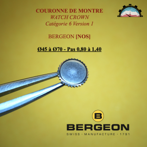 Couronne de Montre Forme PUNAISE Ø45 à 70 - Pas 0,80 à 1,40 Canon court Argent