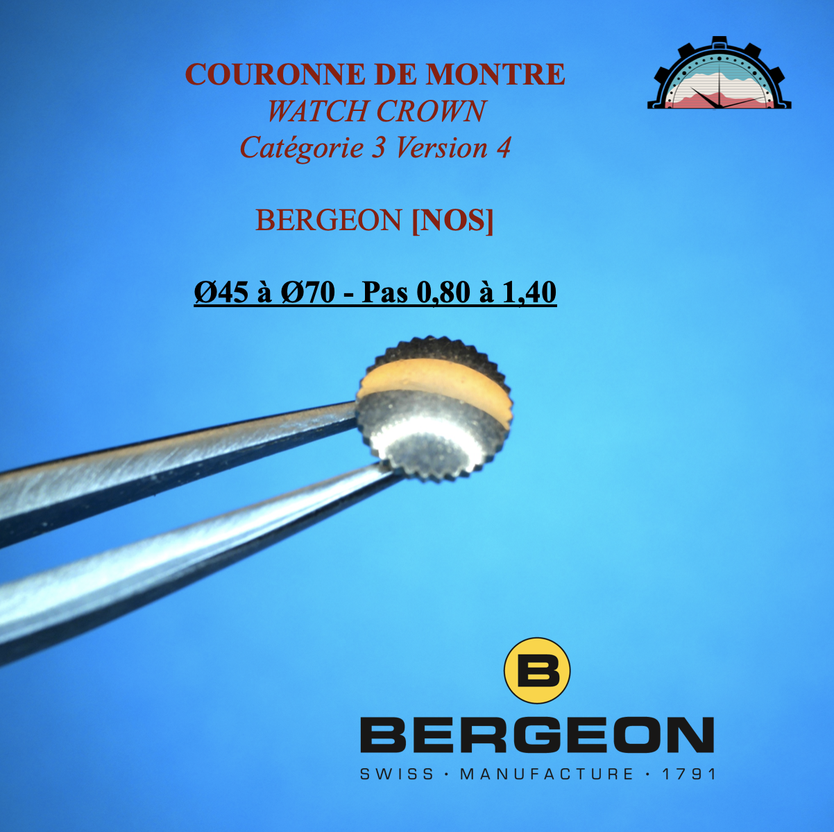 Couronne Montre Forme PUNAISE Ø45 à 70 - Pas 0,80 à 1,40 Canon court Rosé (4)