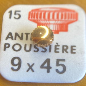 Couronne de montre anti poussière Ø45 filetage 0,90 - Plaqué or rose [NOS]