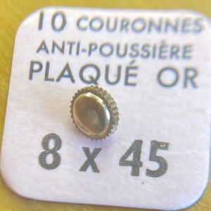 Couronne de montre anti poussière Ø45 filetage 0,80 - Plaqué or rose [NOS] (1)