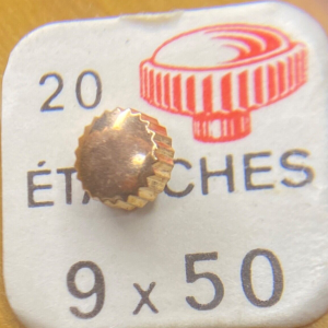 Couronne de montre Étanche canon court Ø50 filetage 0,90 - Plaqué Or rose [NOS]