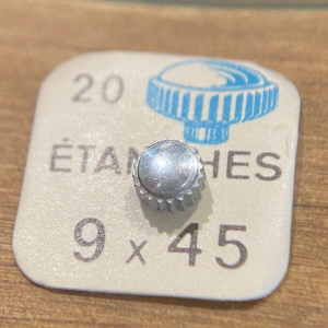 Couronne de montre étanche canon court Ø45  filetage 0,90 - Chromé [NOS] (3)
