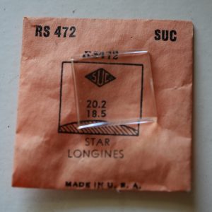 Verre montre SUC RS 472 - STAR LONGINES -  20,2x18,5 [NOS] (Watch crystal)