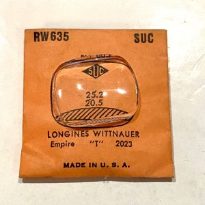 Verre montre SUC RW 635 - LONGINES WITTNAUER - 25,2x20,5 [NOS] (Watch crystal)