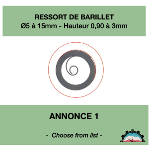 Ressort Barillet de Montre mécanique {DIAMÈTRE 5 à 13mm HAUTEUR 0,9 à 3mm}