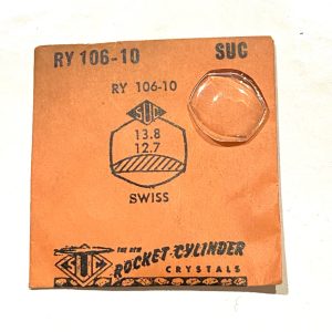 Verre montre SUC RY 106-10 - SWISS - 13,8x12,7 [NOS] (Watch crystal)