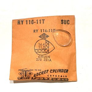 Verre montre SUC RY 116-11T - GRUEN 278/ 231A - 14,4x11,2 [NOS] (Watch crystal)