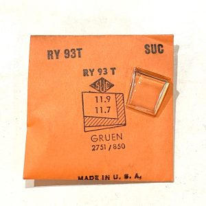 Verre montre SUC RY 93T - GRUEN 2751/850 - 11,9x11,7 [NOS] (Watch crystal)