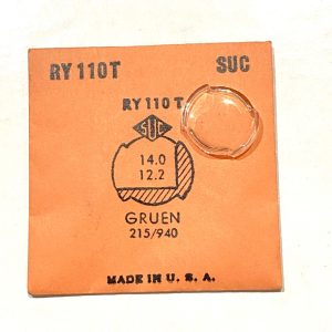 Verre montre SUC RY 110T - GRUEN 215/940 - 14x12,2 [NOS] (Watch crystal)