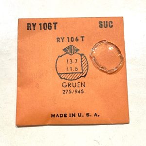 Verre montre SUC RY 106T - GRUEN 275/945 - 13,7x11,6 [NOS] (Watch crystal)