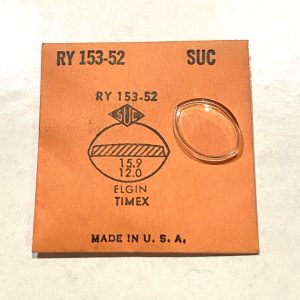 Verre montre SUC RY 153-52 - ELGIN TIMEX - 15,9x12 [NOS] (Watch crystal)