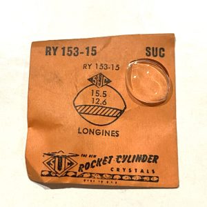 Verre montre SUC RY 153-15 - LONGINES - 15,5x12,6 [NOS] (Watch crystal)