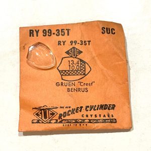 Verre montre RY 99-35T - GRUEN "Crest" BENRUS - 13,4x10 [NOS] (Watch crystal)