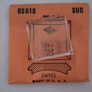 Verre montre SUC RS 618 - SWISS - 22,4x21,9 [NOS] (Watch crystal)