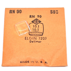Verre montre SUC RN 90 - Elgin 7207 Dellmar 10,1x10,1 [NOS]