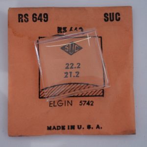 Verre montre SUC RS 649 - ELGIN 5742 - 22,2x21,2 [NOS] (Watch crystal)