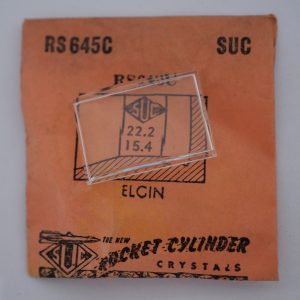 Verre montre SUC RS 645C - ELGIN - 22,2x15,4 [NOS] (Watch crystal)