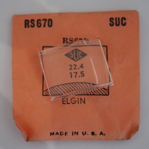 Verre montre SUC RS 670 - ELGIN - 22,4x17,5 [NOS] (Watch crystal)