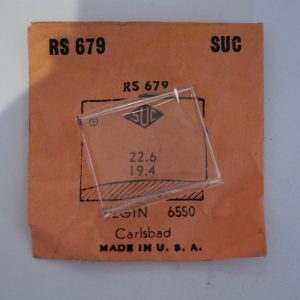 Verre montre SUC RS 679 - ELGIN 6550 - 22,6x19,4 [NOS] (Watch crystal)