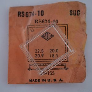 Verre montre SUC RS 674-10 - SWISS - 22,5x20/20,9x18,3 [NOS] (Watch crystal)
