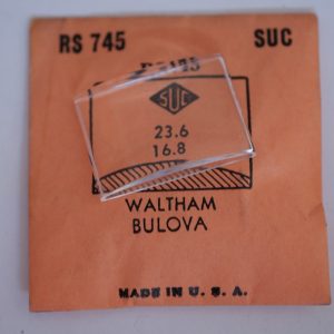 Verre montre SUC RS 745 - WALTHAM BULOVA - 23,6x16,8 [NOS] (Watch crystal)