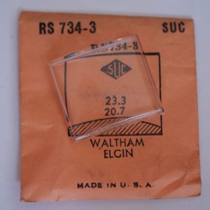 Verre montre SUC RS 734-3 - WALTHAM ELGIN - 23,3x20,7 [NOS] (Watch crystal)