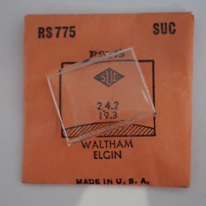 Verre montre SUC RS 775 - WALTHAM ELGIN - 24,2x19,3 [NOS] (Watch crystal)