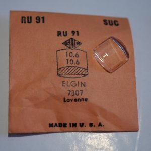 Verre montre SUC RU 91 - ELGIN 7307 Lavenne - 10,6x10,6 [NOS] (Watch crystal)